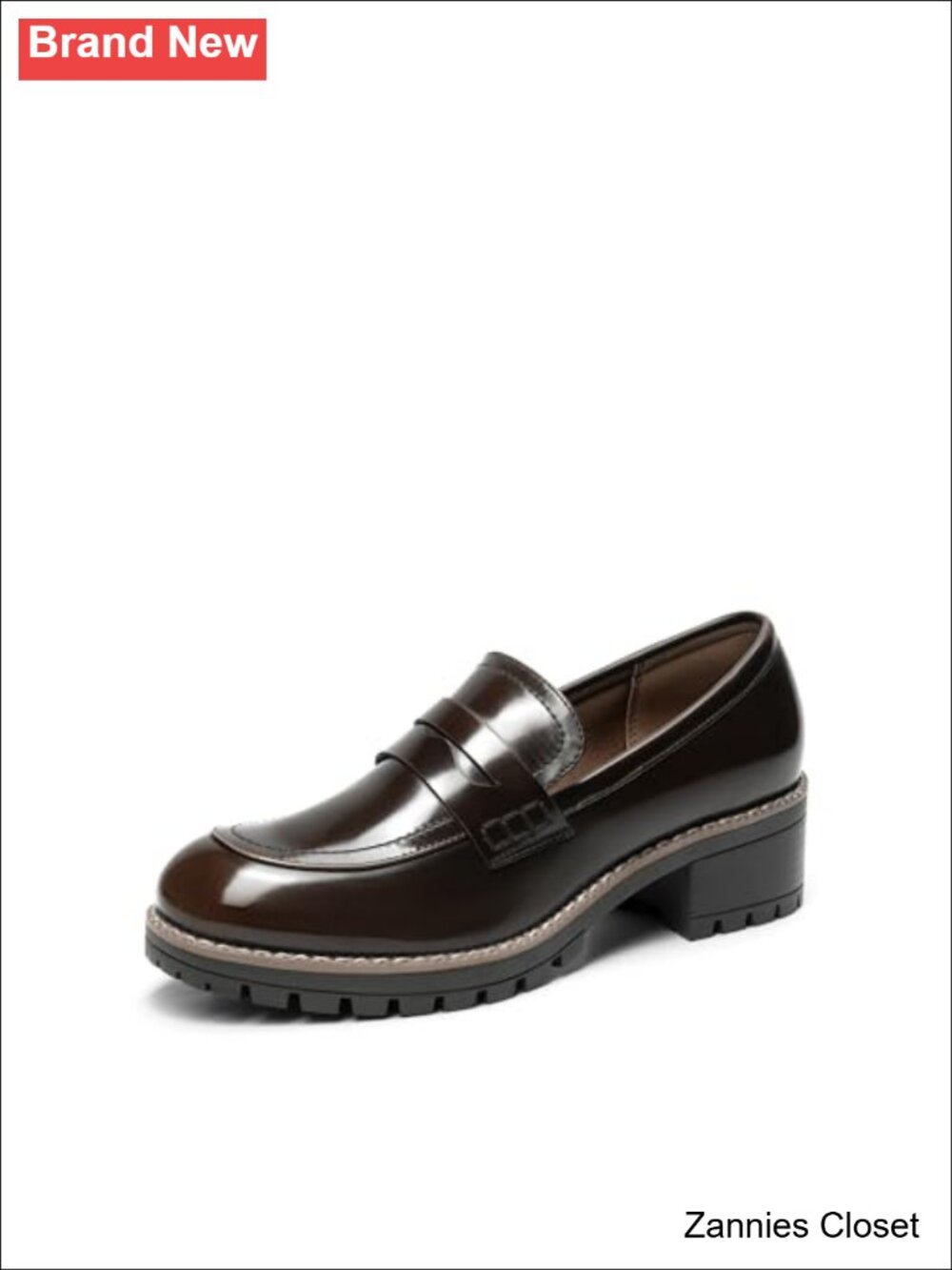 ✨ Chunky Lug Sole Penny Loafers Platform Almond Toe Slip-On Work Shoes